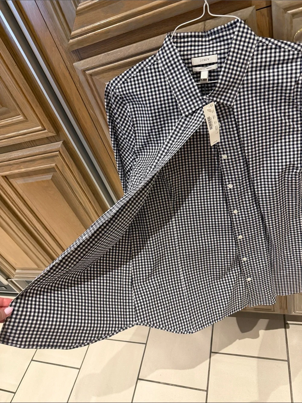J Crew Stretch Perfect black/White Striped Button Down Shirt